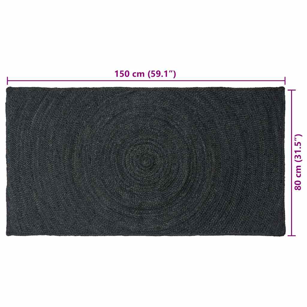 Area Rugs Dark Grey 80 x 150 cm Jute