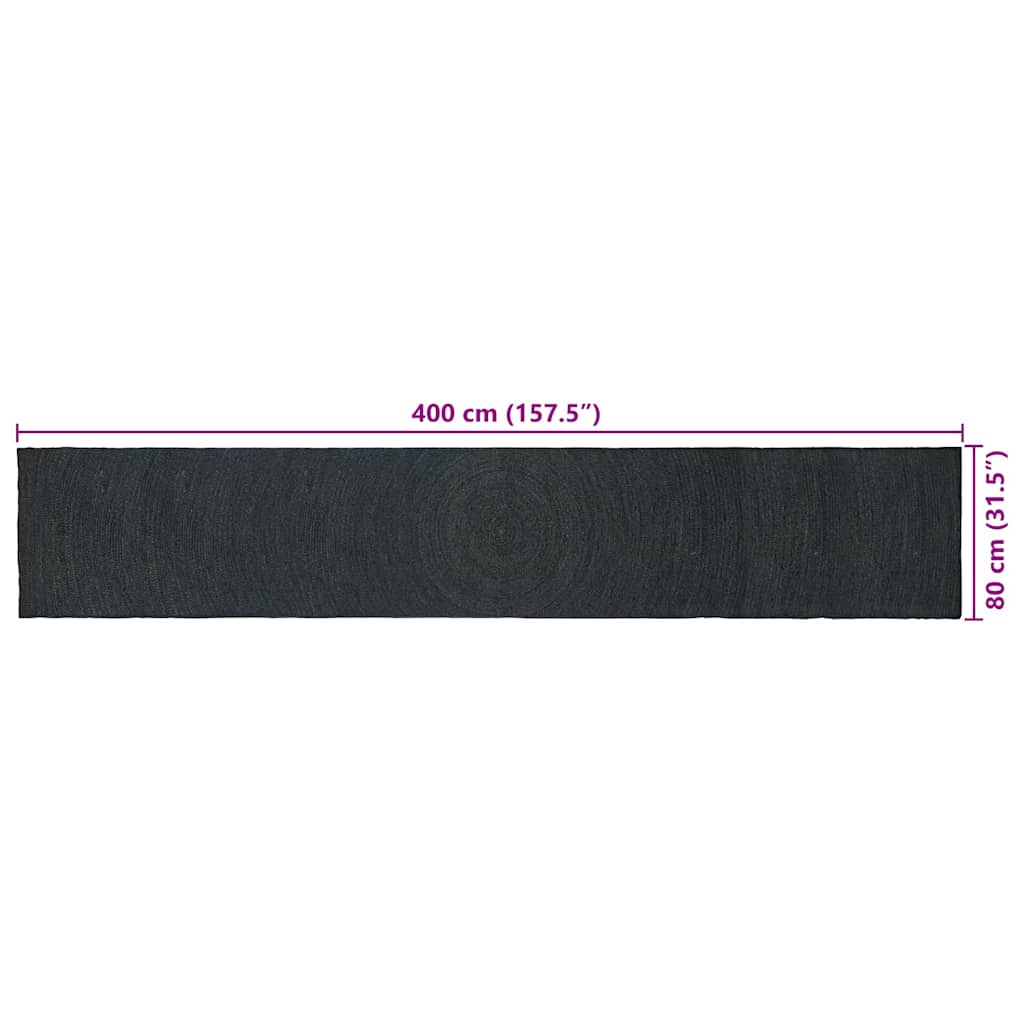 Area Rug Dark Grey 80 x 400 cm Jute