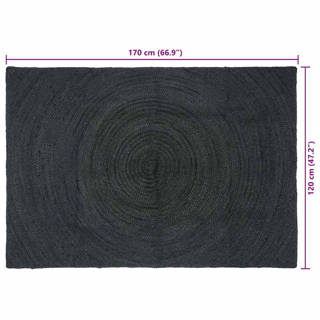 Area Rugs Dark Grey 120 x 170 cm Jute