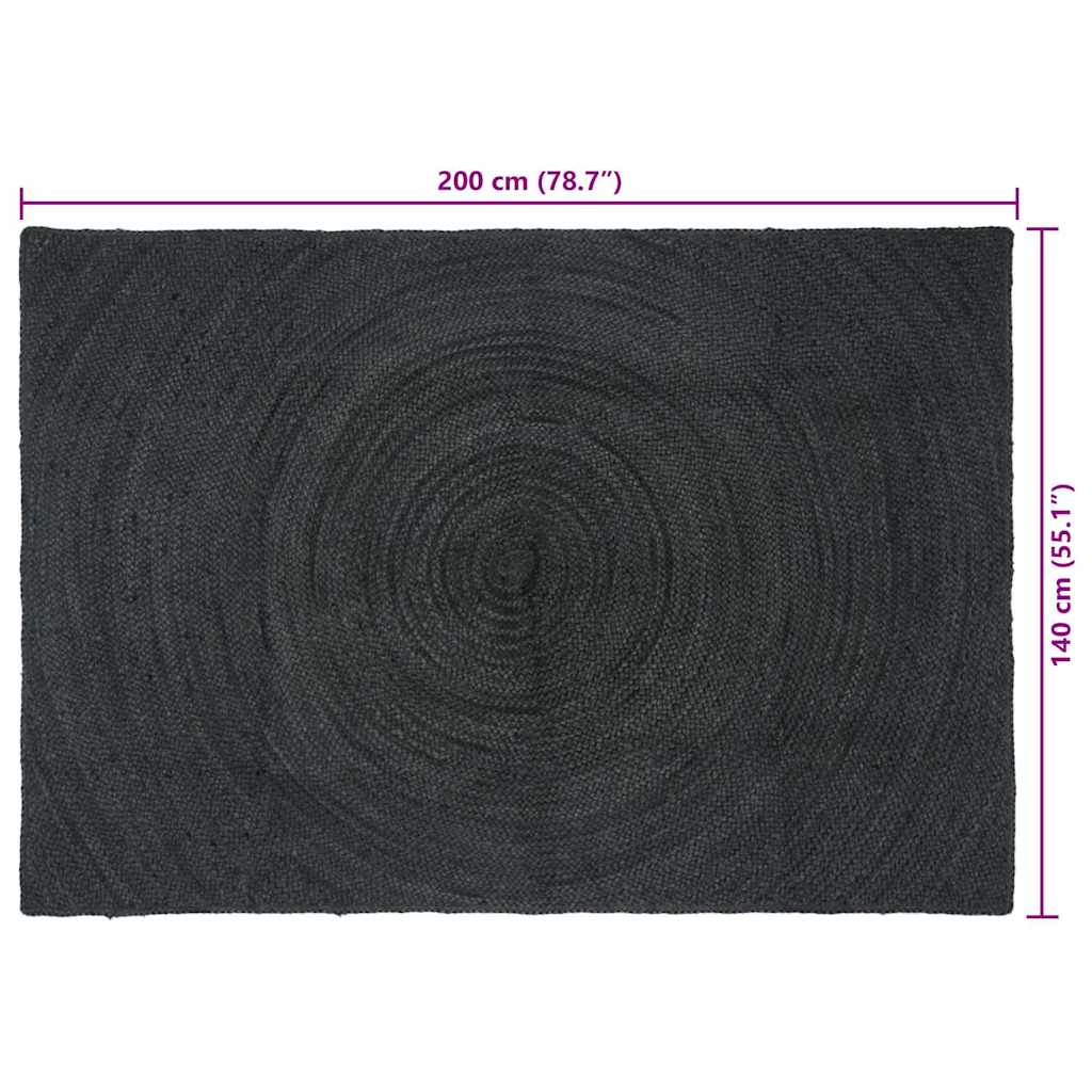 Area Rugs Dark Grey 140 x 200 cm Jute