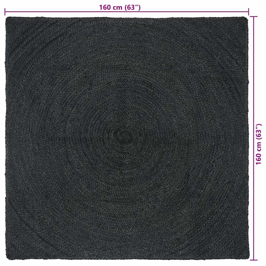 Area Rugs Dark Grey 160 x 160 cm Jute