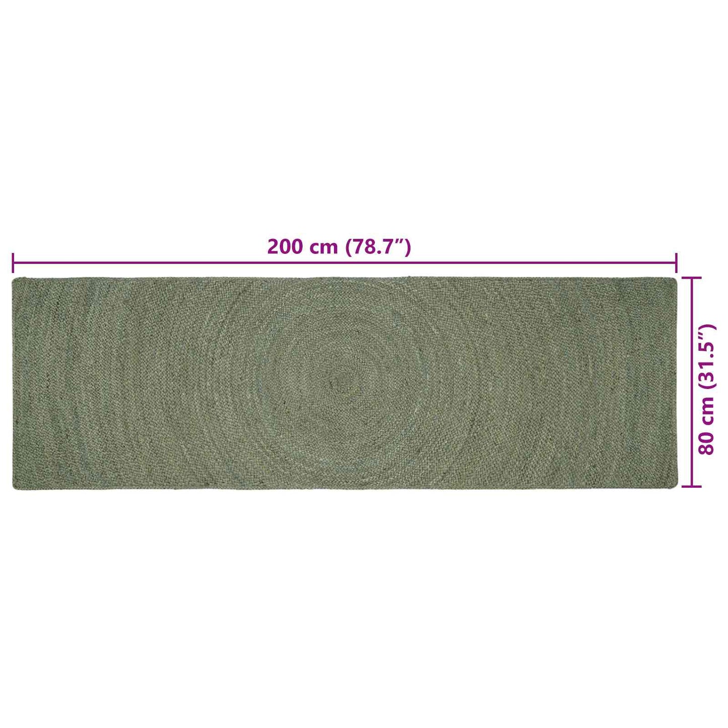Area Rugs Olive Green 80 x 200 cm Jute