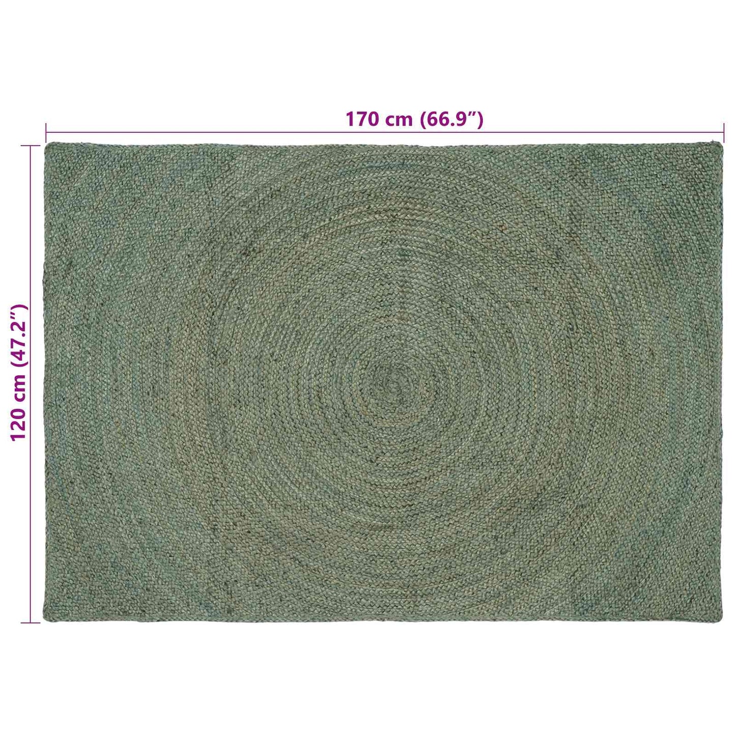 Area Rugs Olive Green 120 x 170 cm Jute
