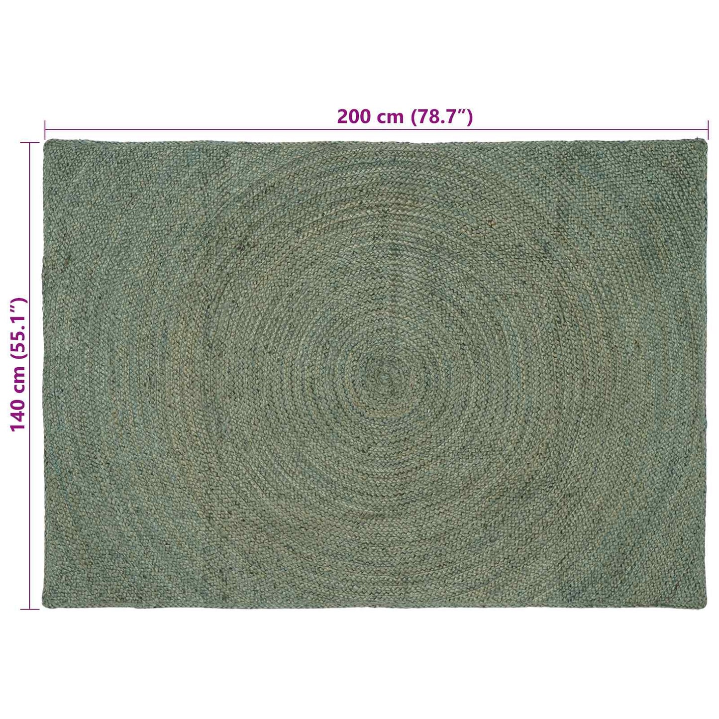 Area Rugs Olive Green 140 x 200 cm Jute