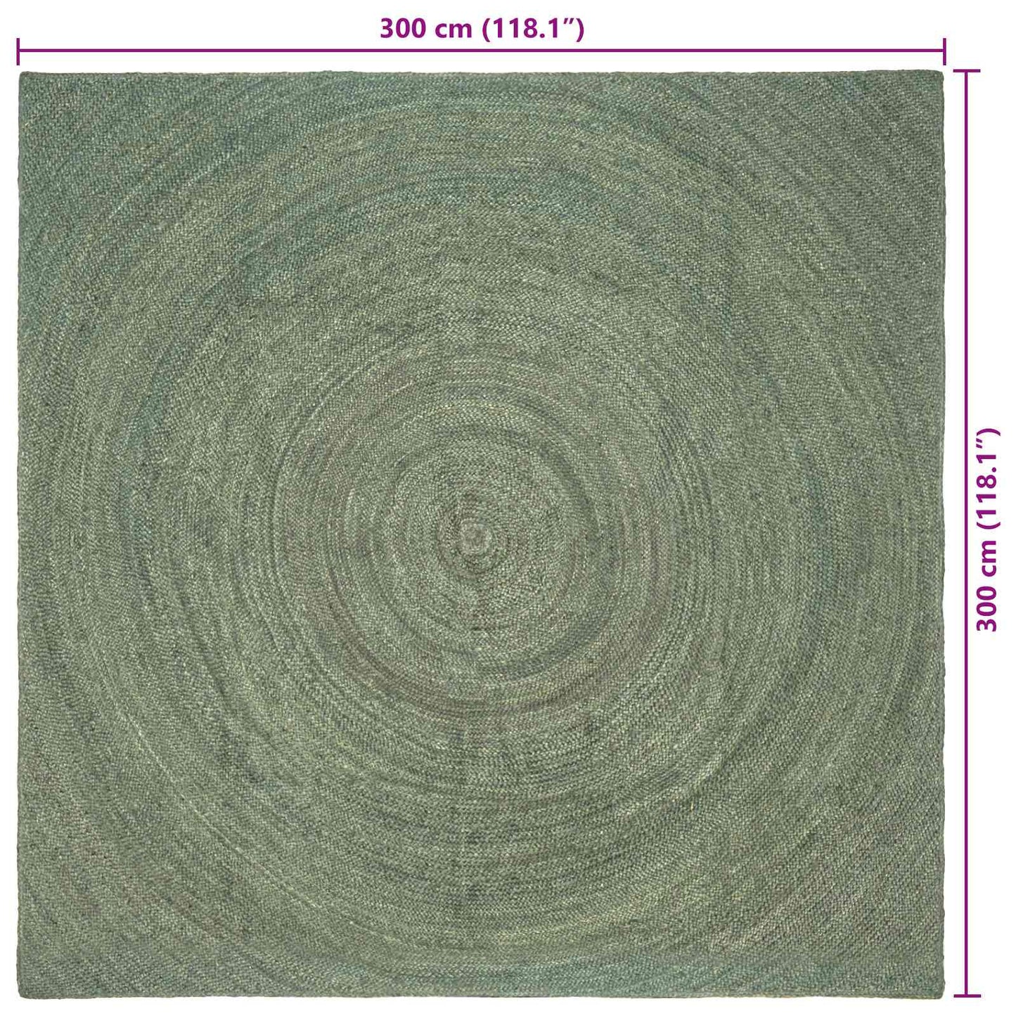 Area Rugs Olive Green 300 x 300 cm Jute