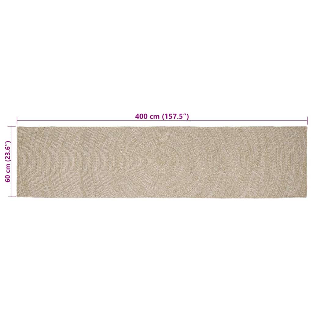 Area Rug Natural and White 60 x 400 cm Jute