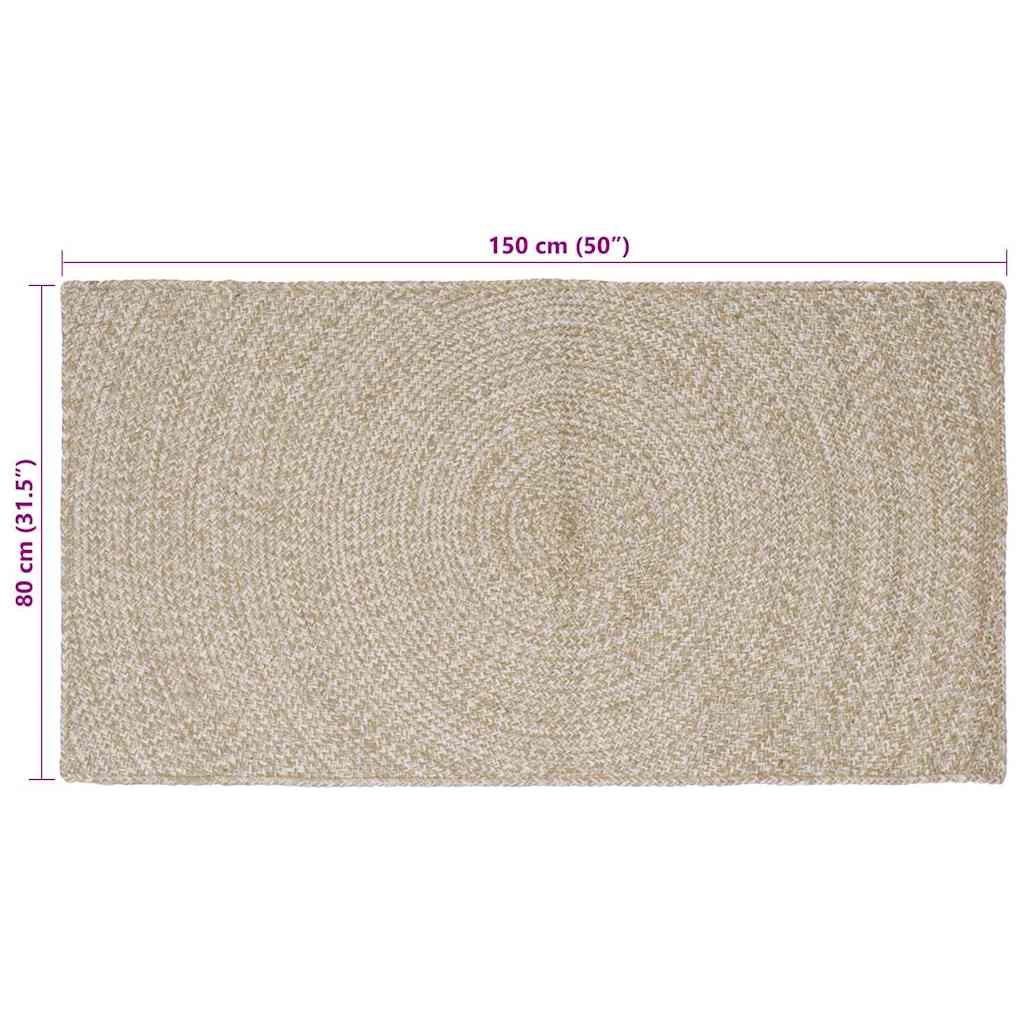 Area Rug Natural and White 80 x 150 cm Jute