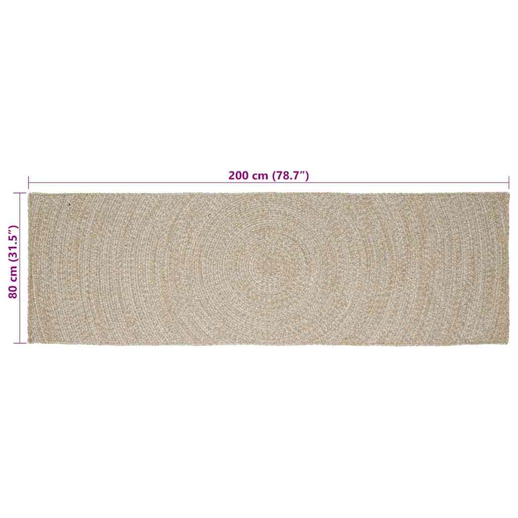 Area Rug Natural and White 80 x 200 cm Jute