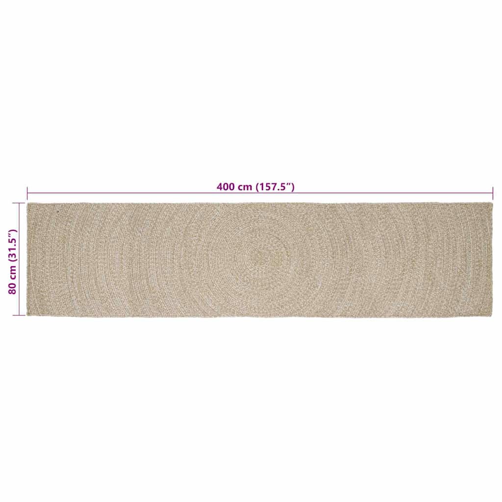 Area Rug Natural and White 80 x 400 cm Jute