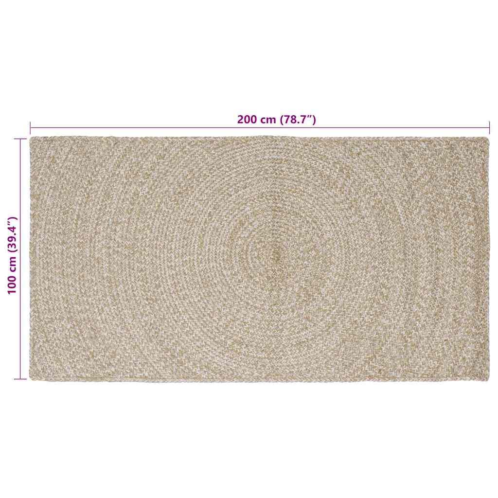 Area Rug Natural and White 100 x 200 cm Jute
