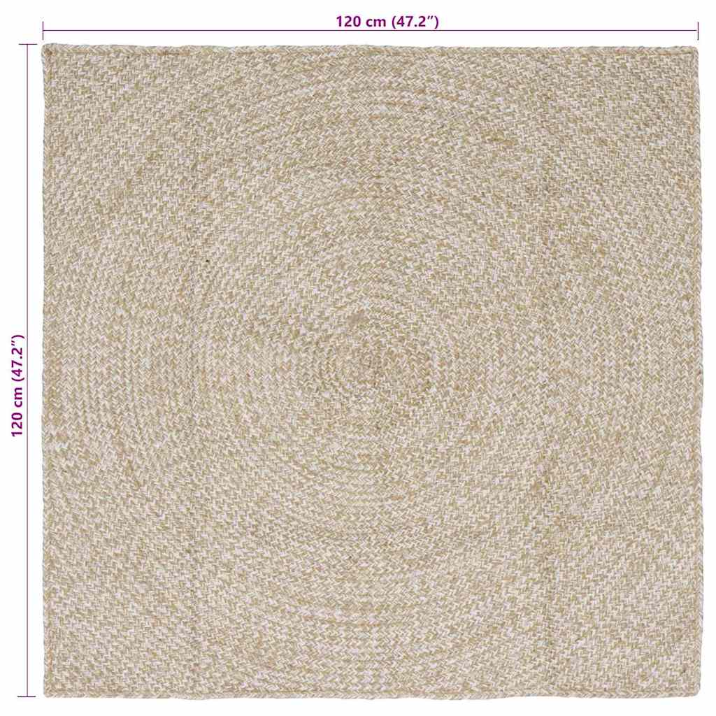 Area Rug Natural and White 120 x 120 cm Jute