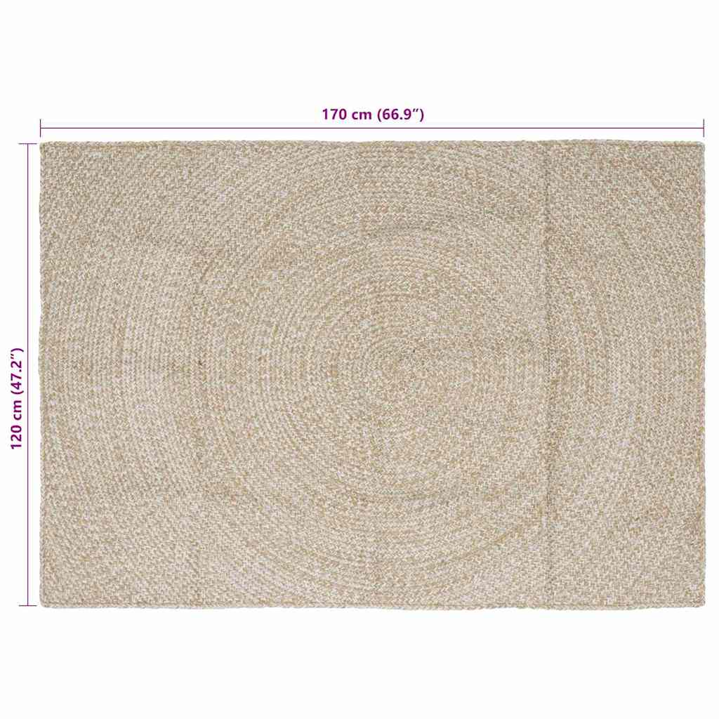 Area Rug Natural and White 120 x 170 cm Jute