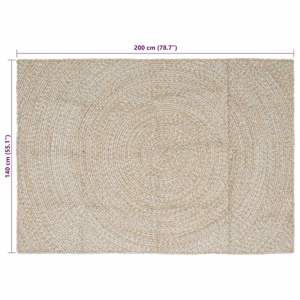 Area Rug Natural and White 140 x 200 cm Jute