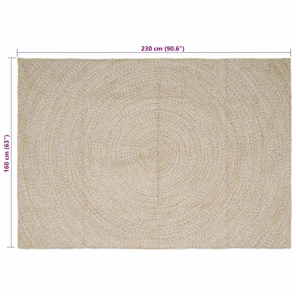 Area Rug Natural and White 160 x 230 cm Jute