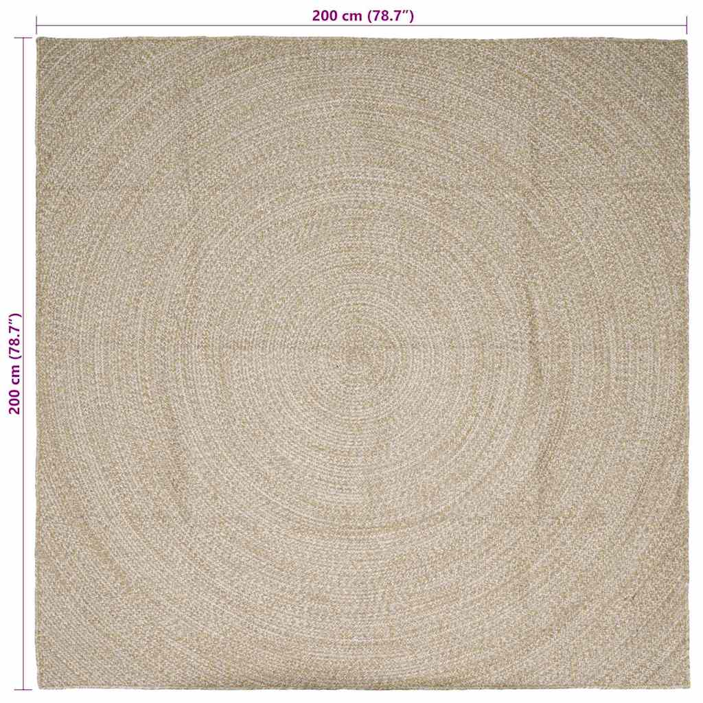 Area Rug Natural and White 200 x 200 cm Jute