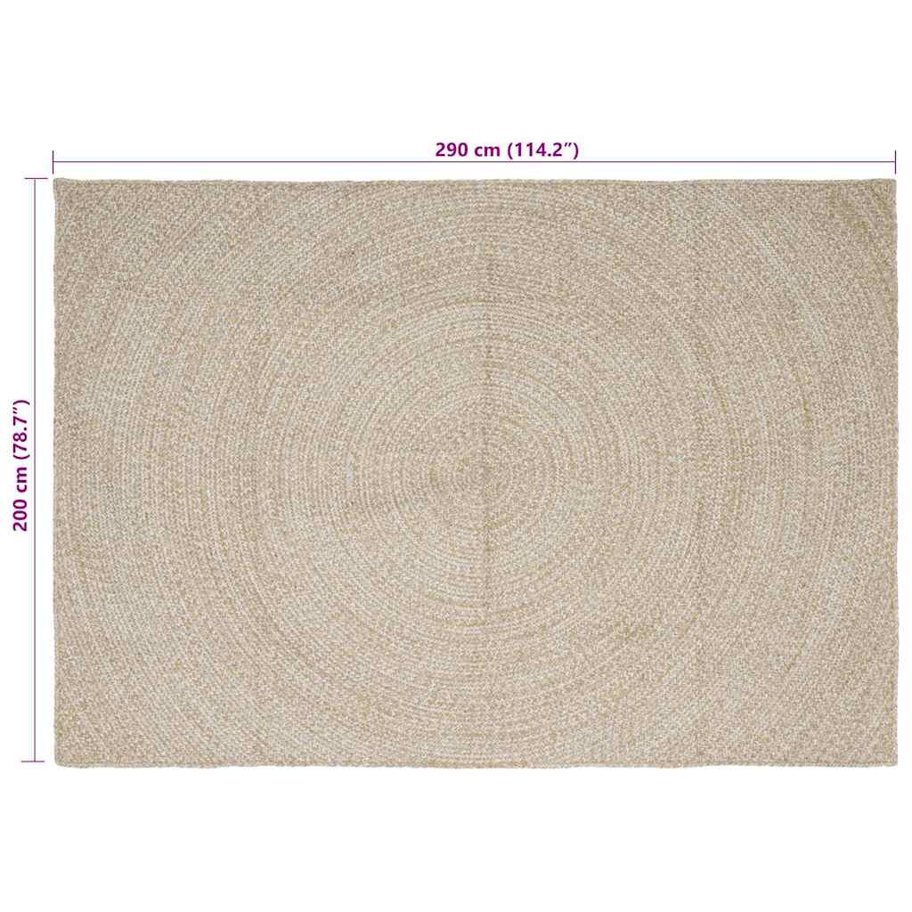 Area Rug Natural and White 200 x 290 cm Jute