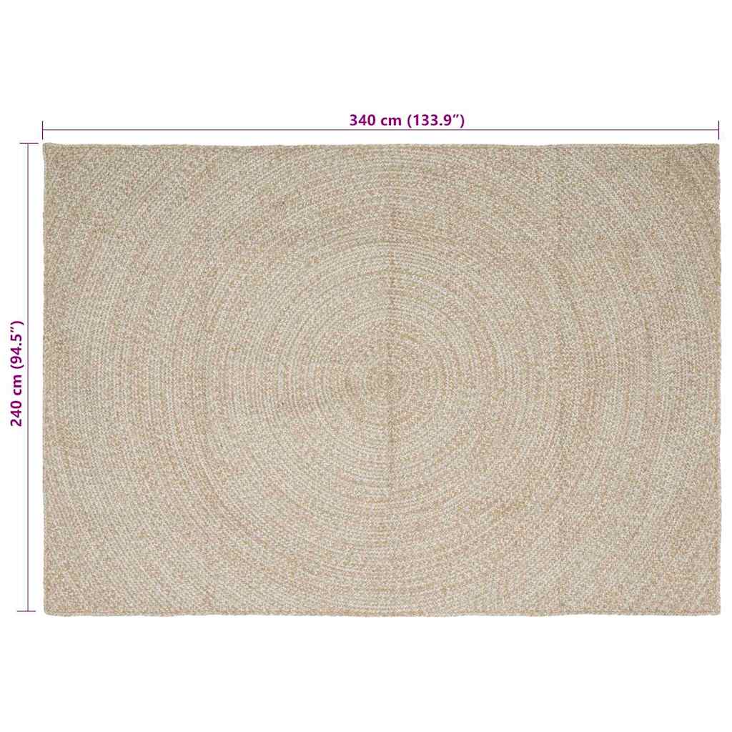 Area Rug Natural and White 240 x 340 cm Jute