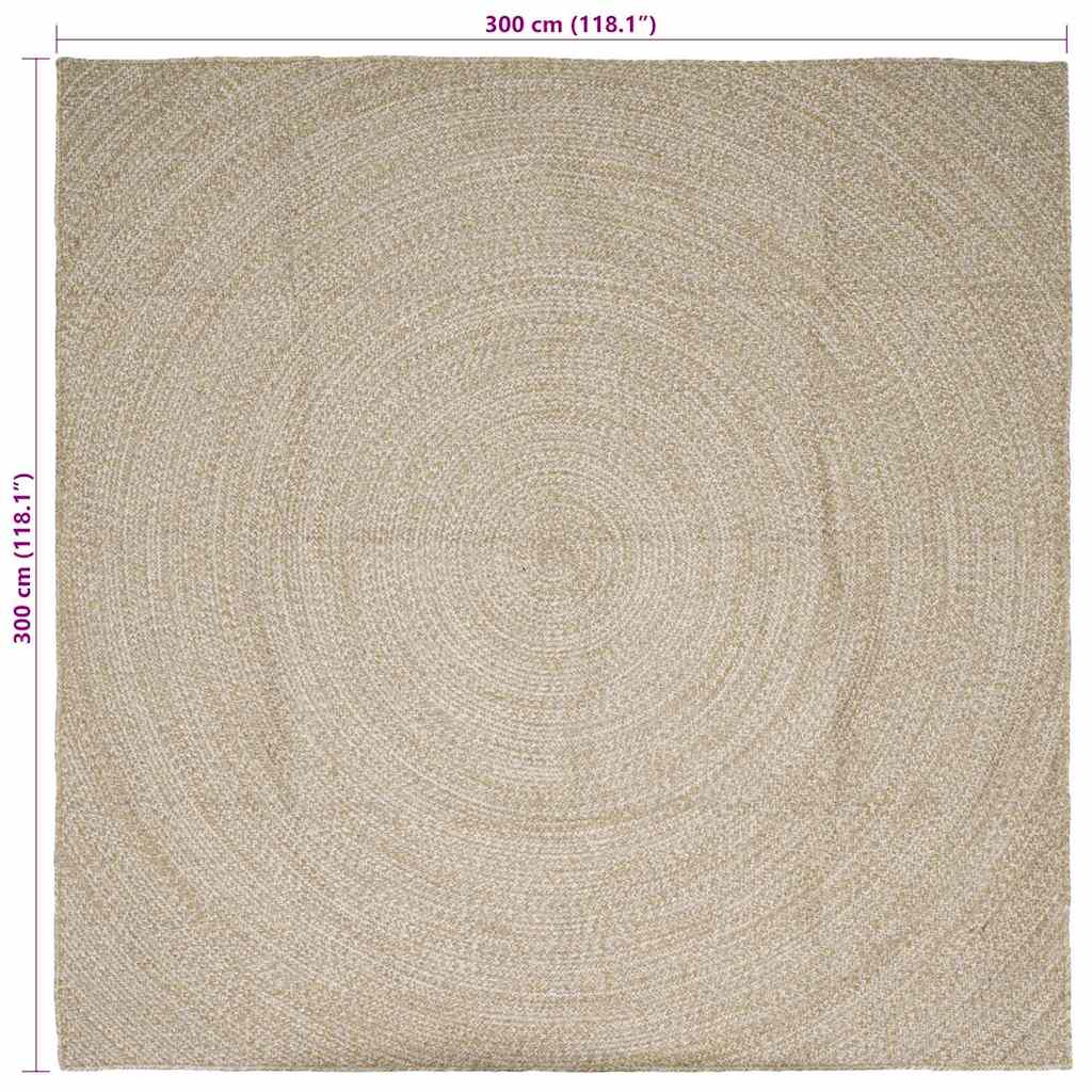 Area Rug Natural and White 300 x 300 cm Jute