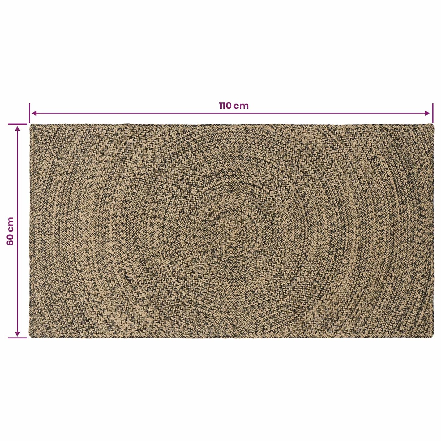 Area Rug Natural and Black 60 x 110 cm Jute