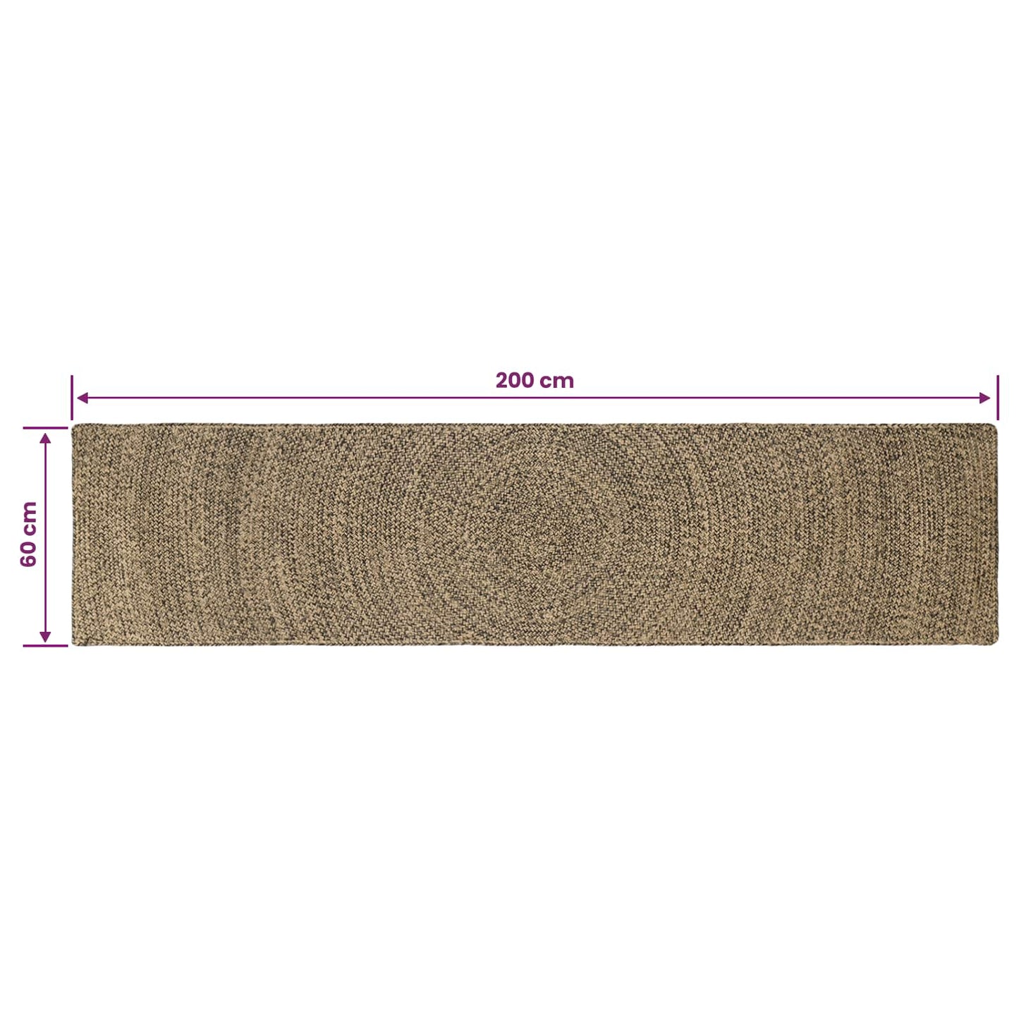 Area Rug Natural and Black 60 x 200 cm Jute