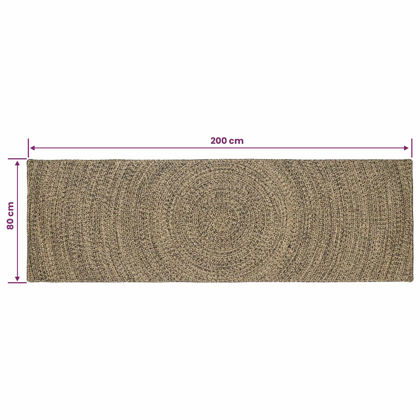 Area Rug Natural and Black 80 x 200 cm Jute
