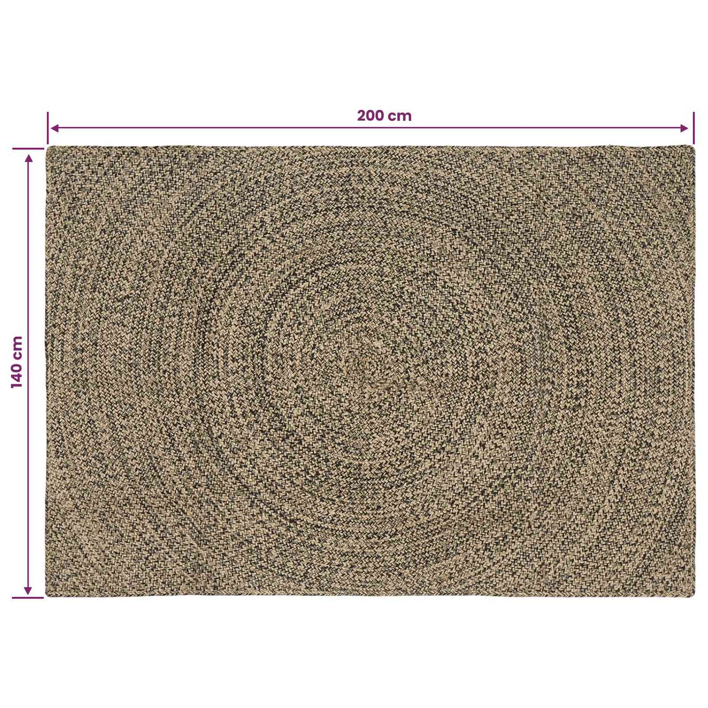 Area Rug Natural and Black 140 x 200 cm Jute