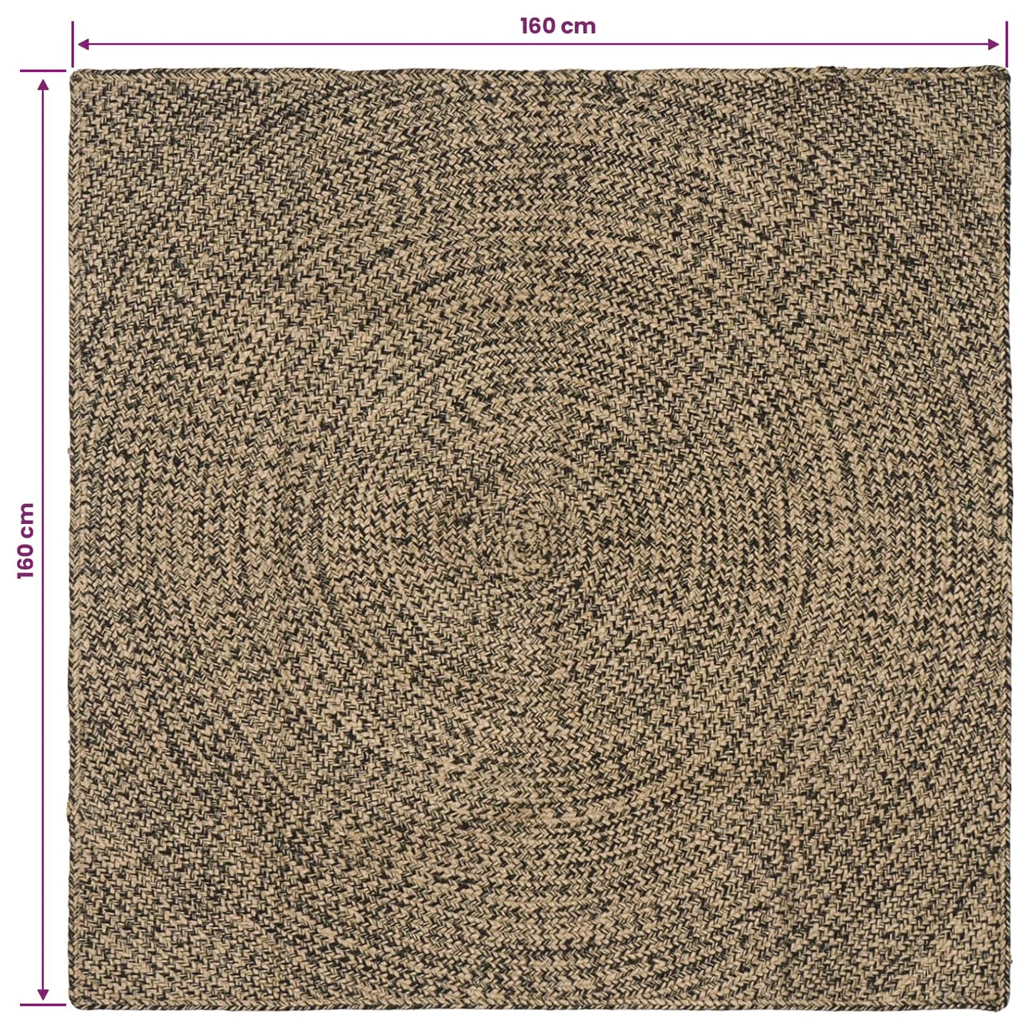 Area Rug Natural and Black 160 x 160 cm Jute