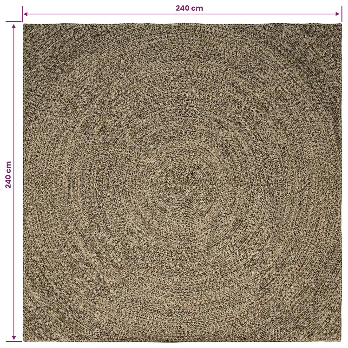 Area Rug Natural and Black 240 x 240 cm Jute