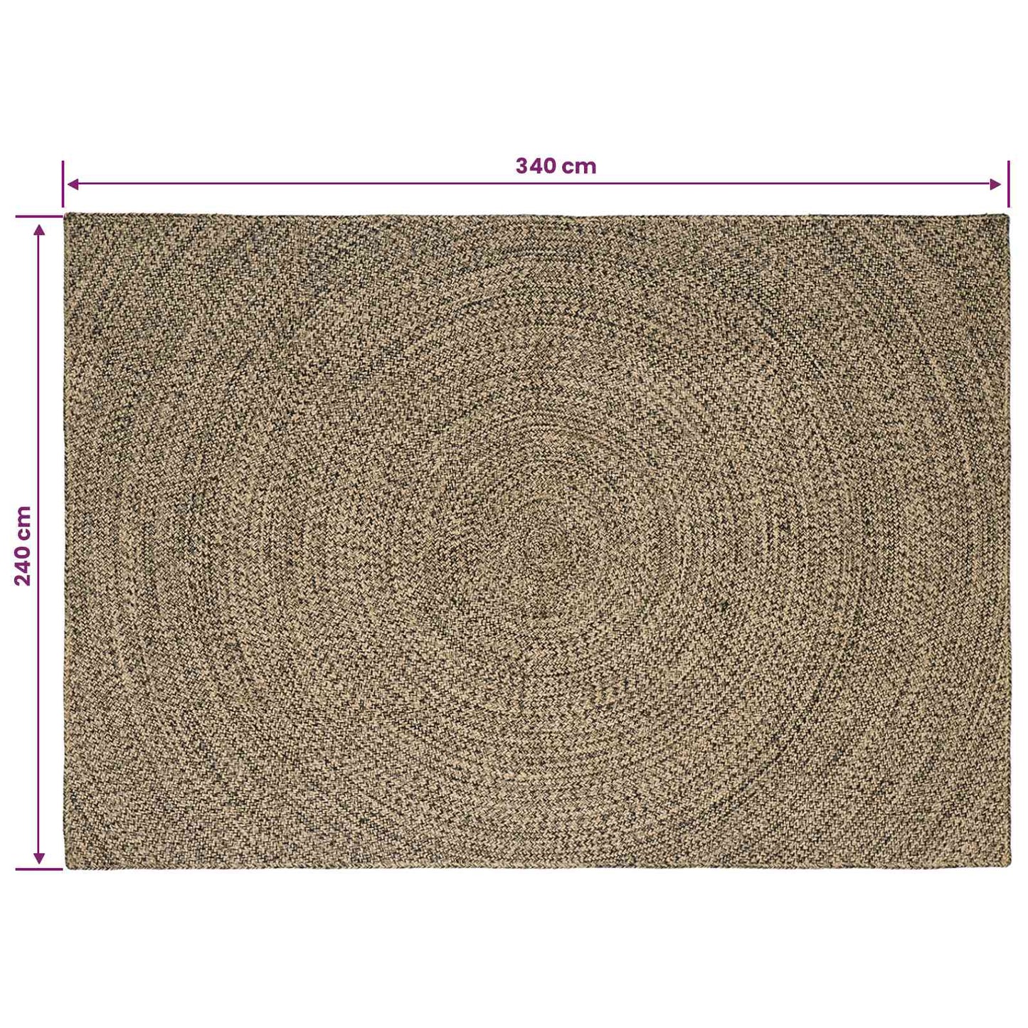 Area Rug Natural and Black 240 x 340 cm Jute