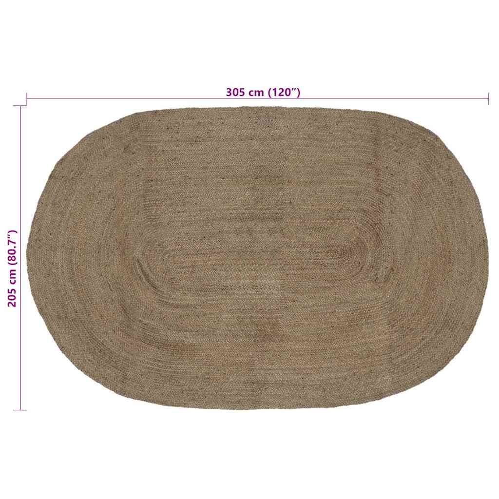Area Rugs Grey 205 x 305 cm Jute