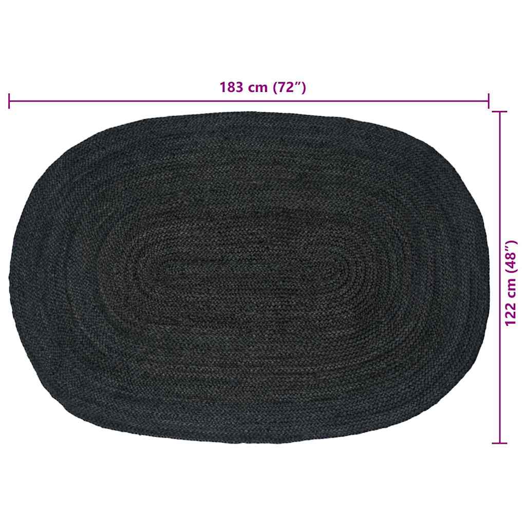 Area Rugs Dark Grey 122 x 183 cm Jute