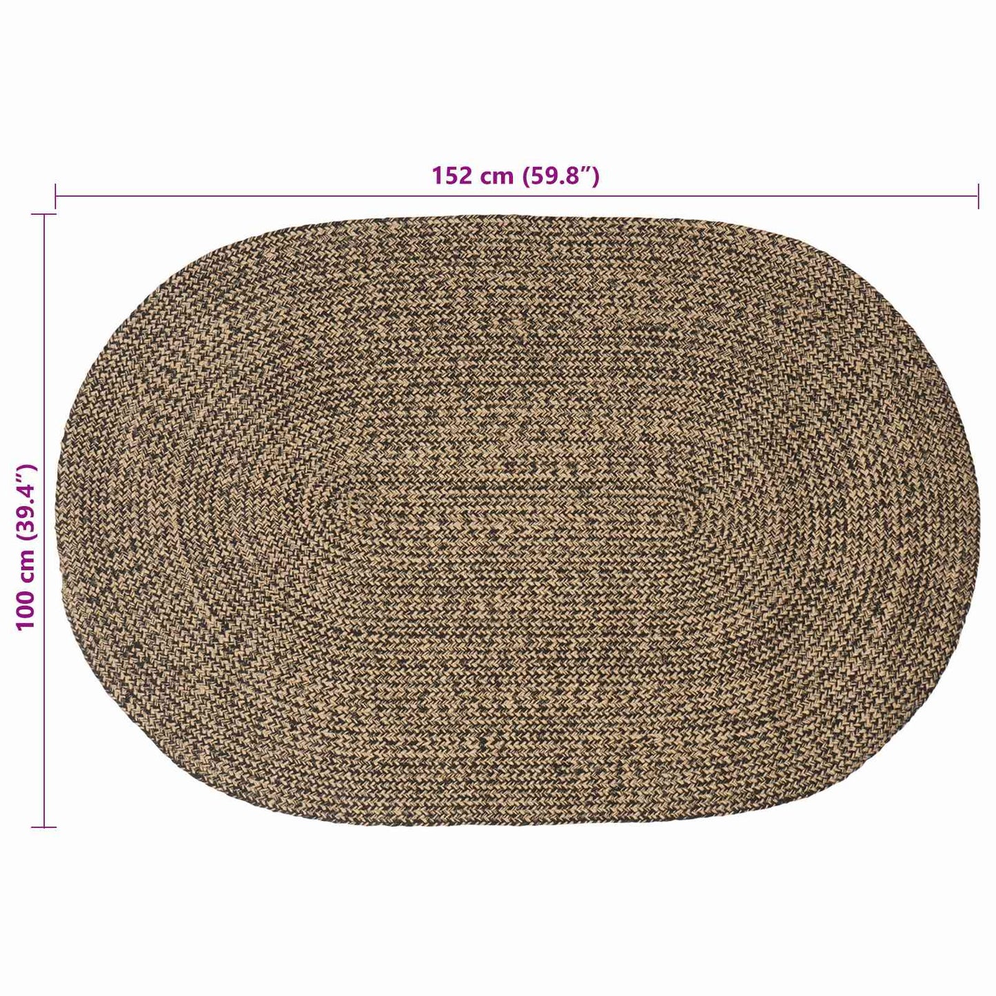 Area Rugs Black 100 x 152 cm Jute