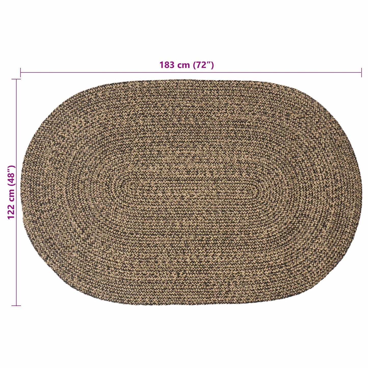 Area Rugs Black 122 x 183 cm Jute
