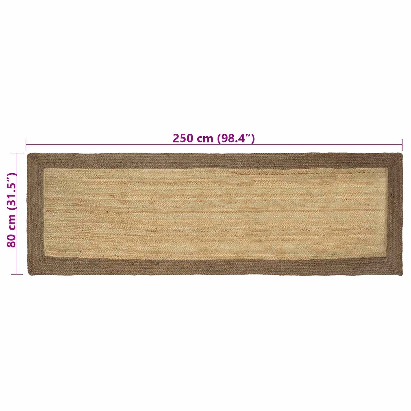 Area Rug Grey 80 x 250 cm Jute