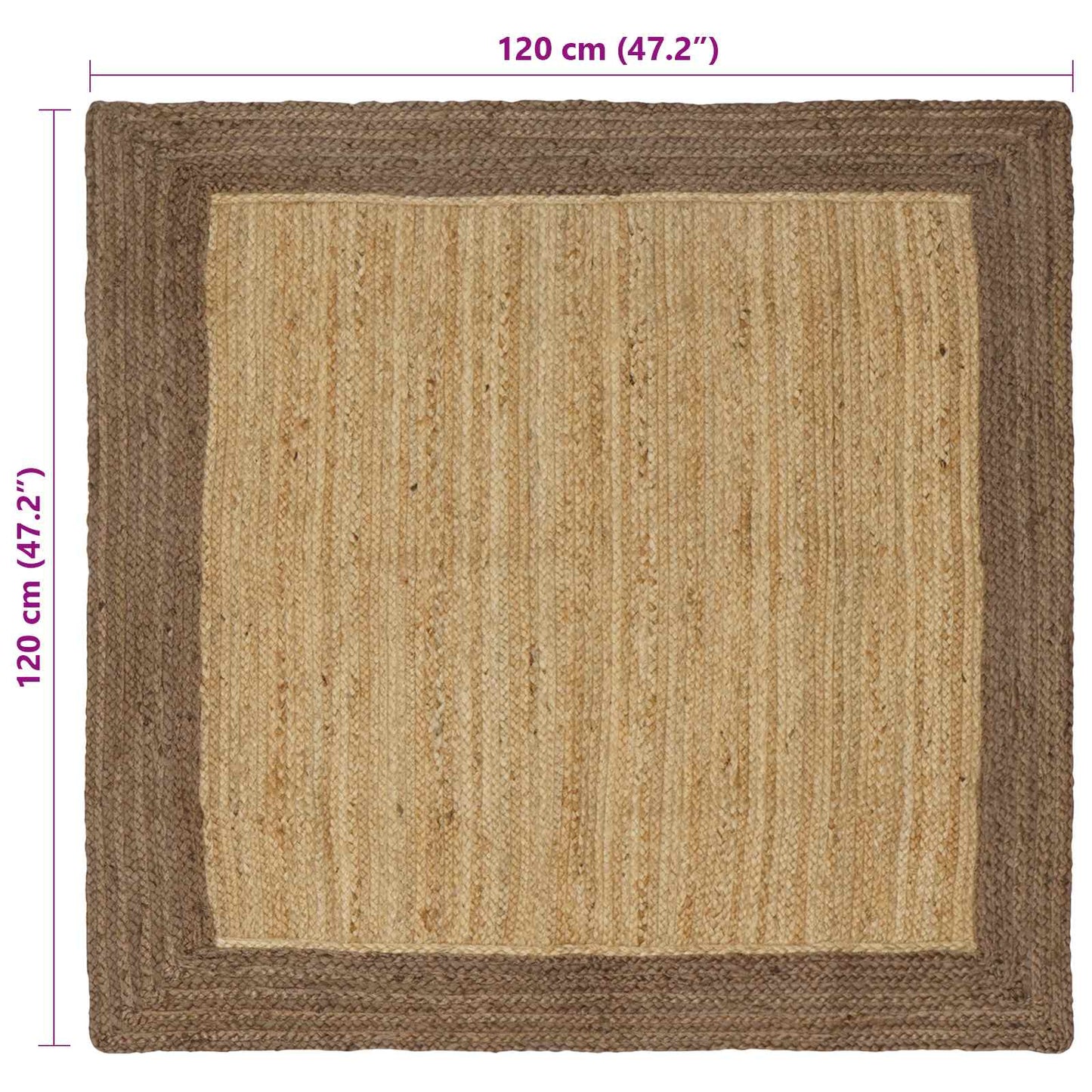 Area Rug Grey 120 x 120 cm Jute
