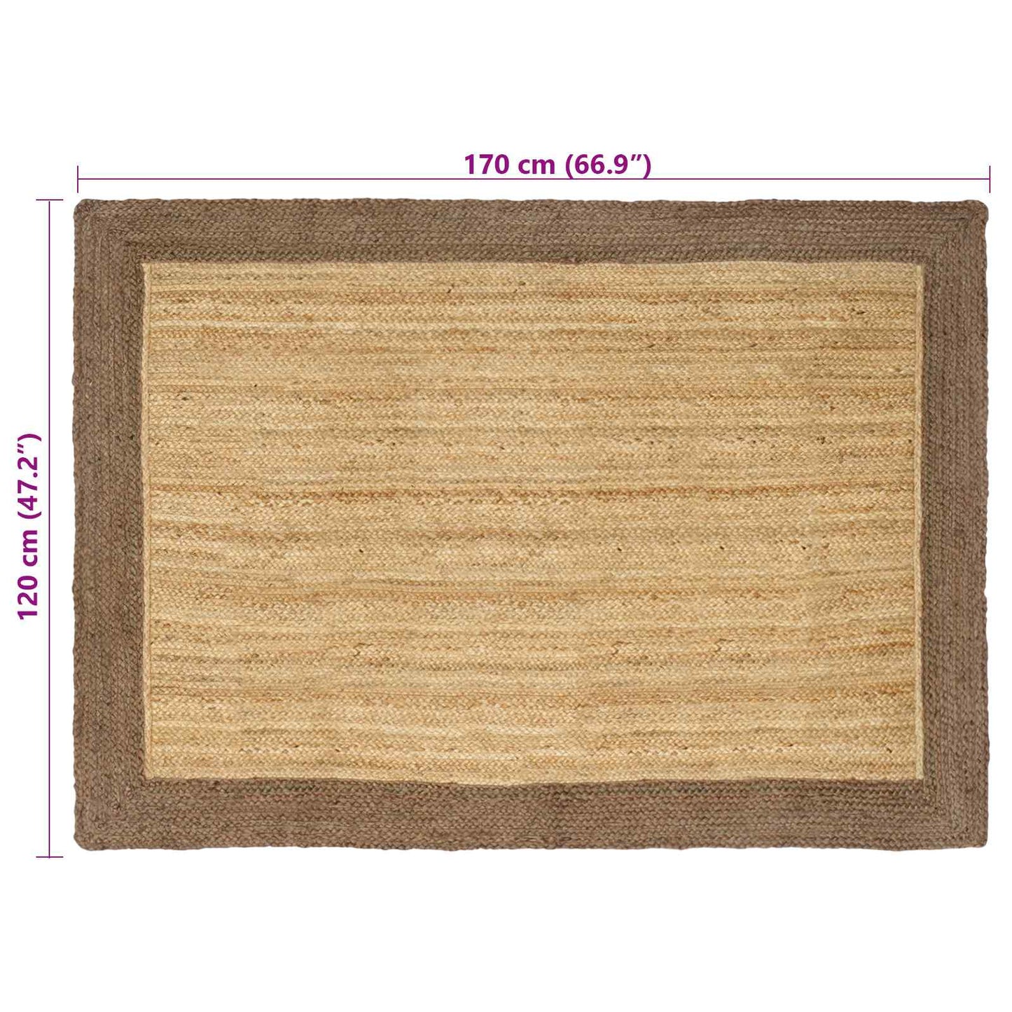 Area Rug Grey 120 x 170 cm Jute