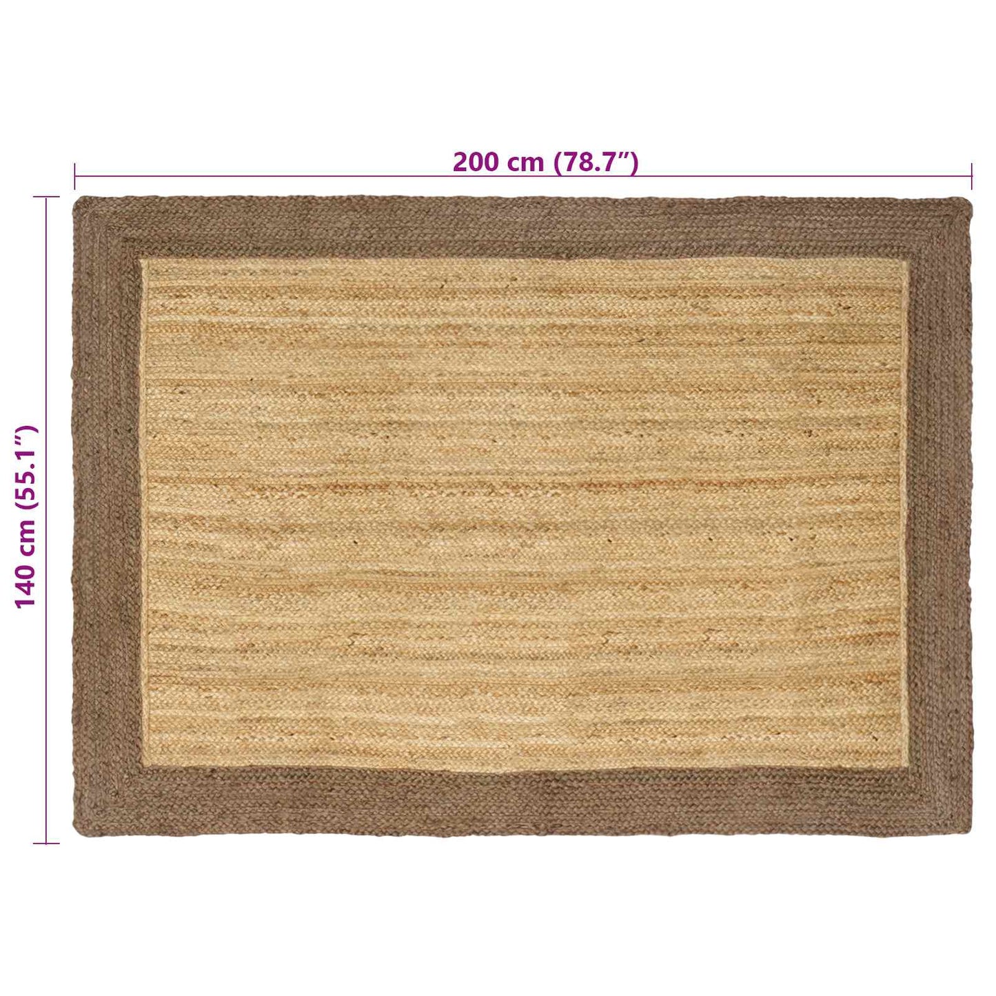 Area Rug Grey 140 x 200 cm Jute