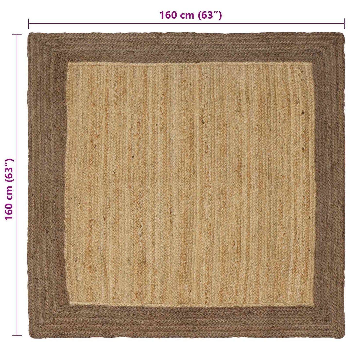 Area Rug Grey 160 x 160 cm Jute