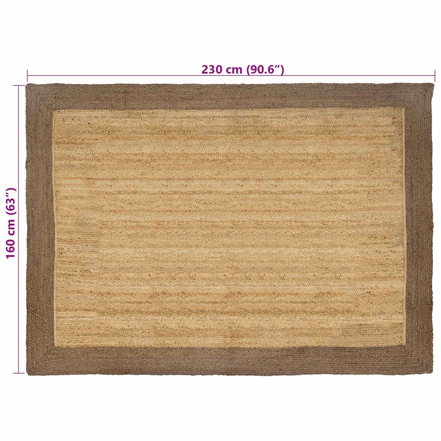 Area Rug Grey 160 x 230 cm Jute