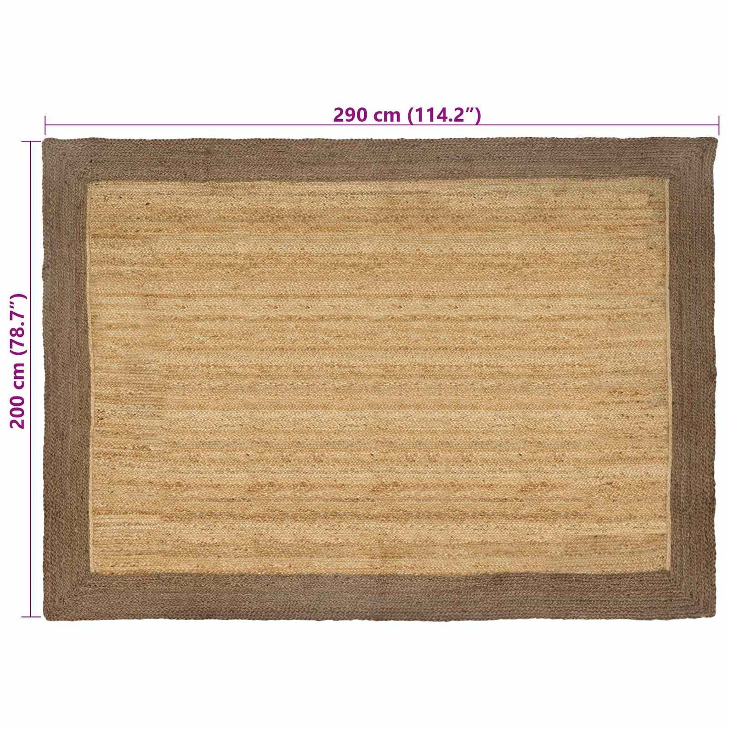 Area Rug Grey 200 x 290 cm Jute