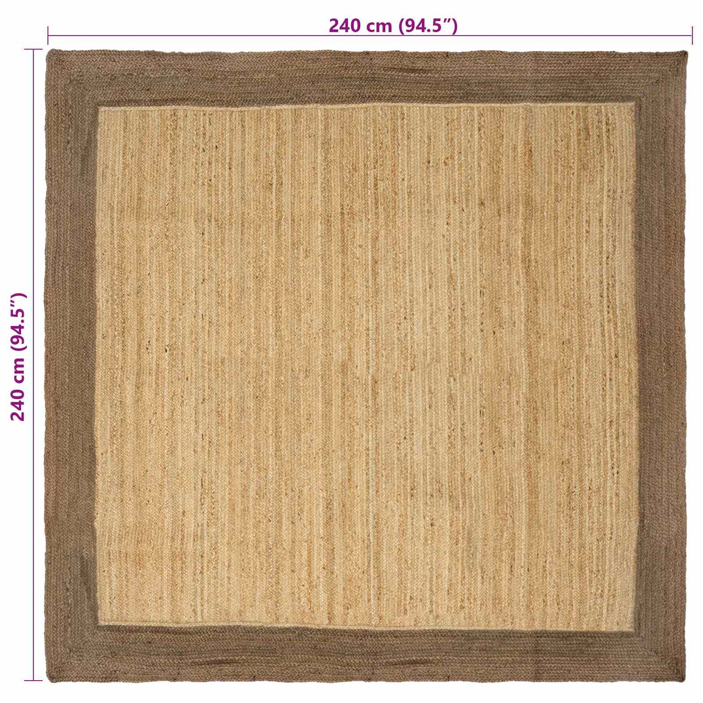 Area Rug Grey 240 x 240 cm Jute