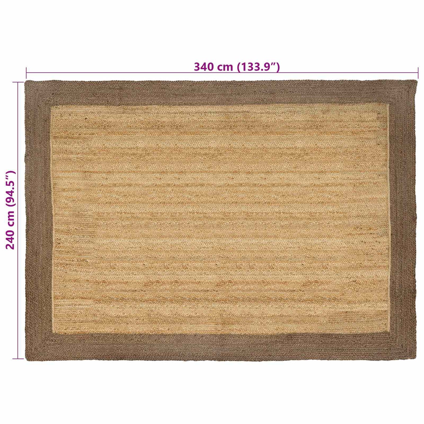 Area Rug Grey 240 x 340 cm Jute