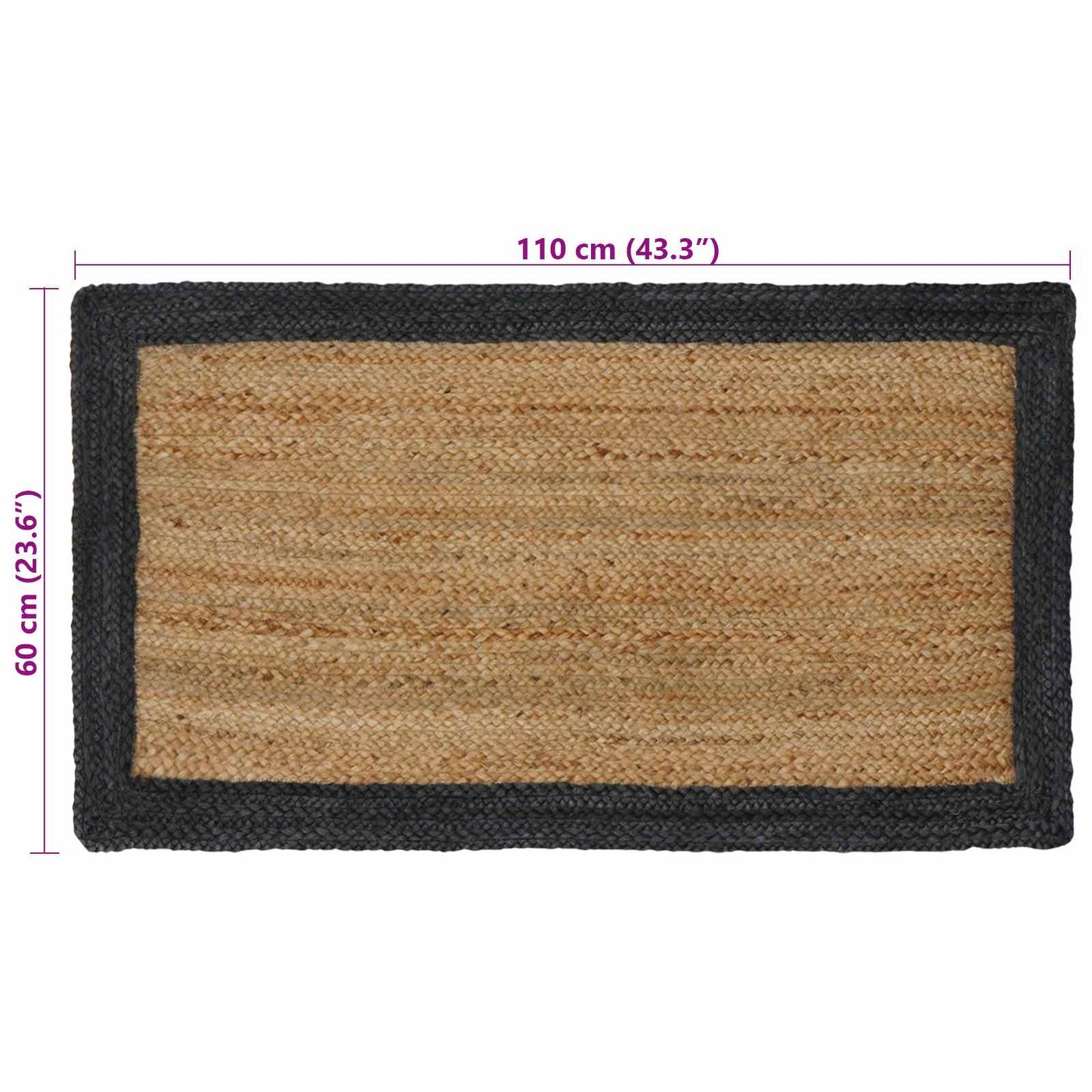 Area Rug Dark Grey 60 x 110 cm Jute