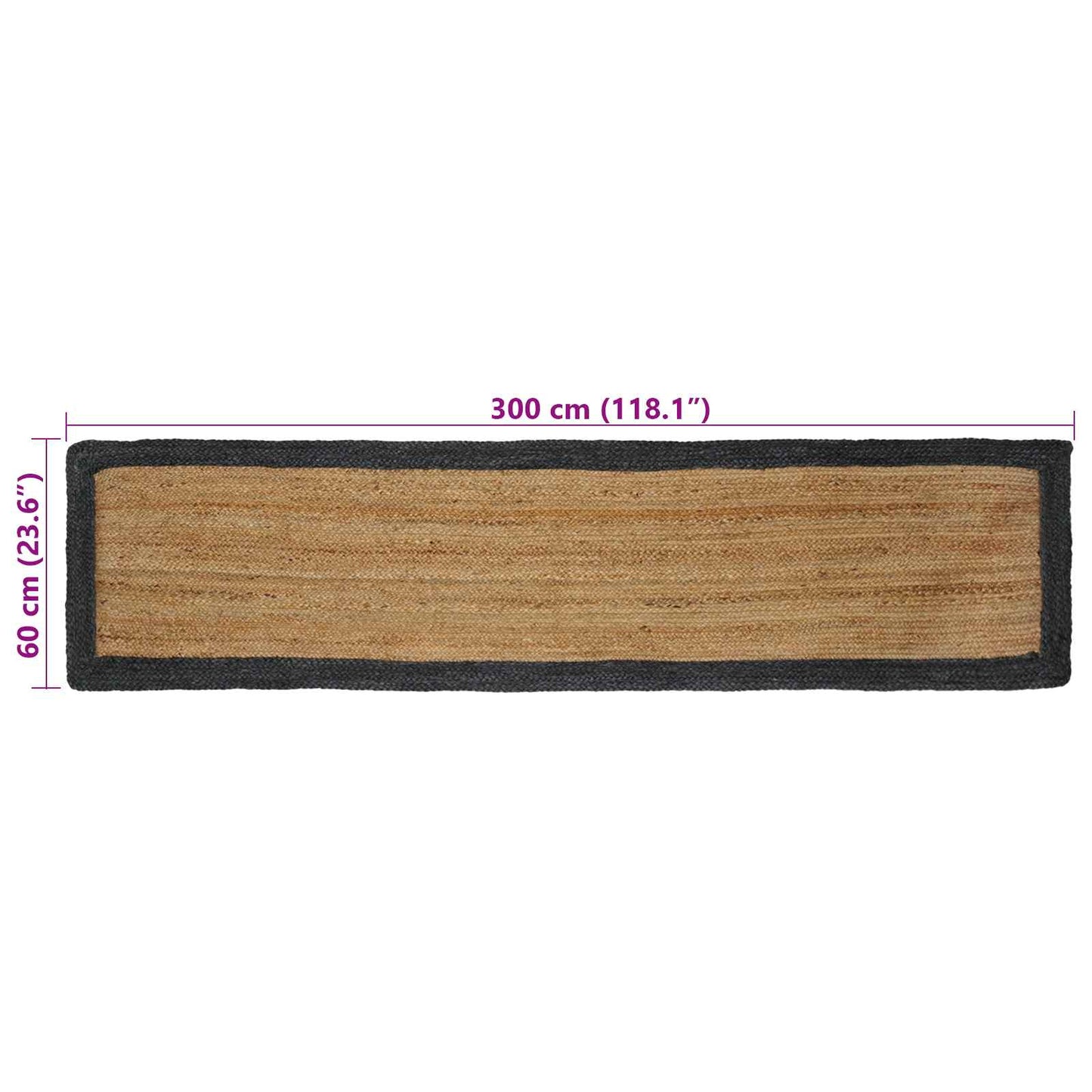 Area Rug Dark Grey 60 x 300 cm Jute
