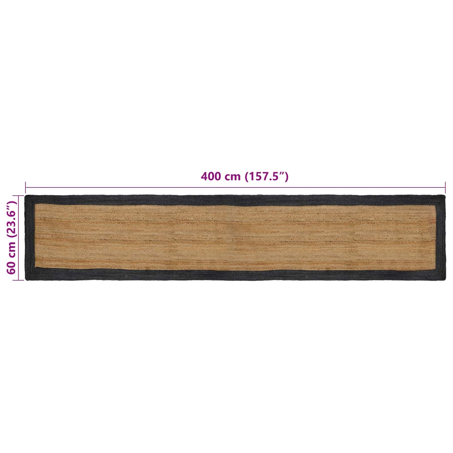 Area Rug Dark Grey 60 x 400 cm Jute