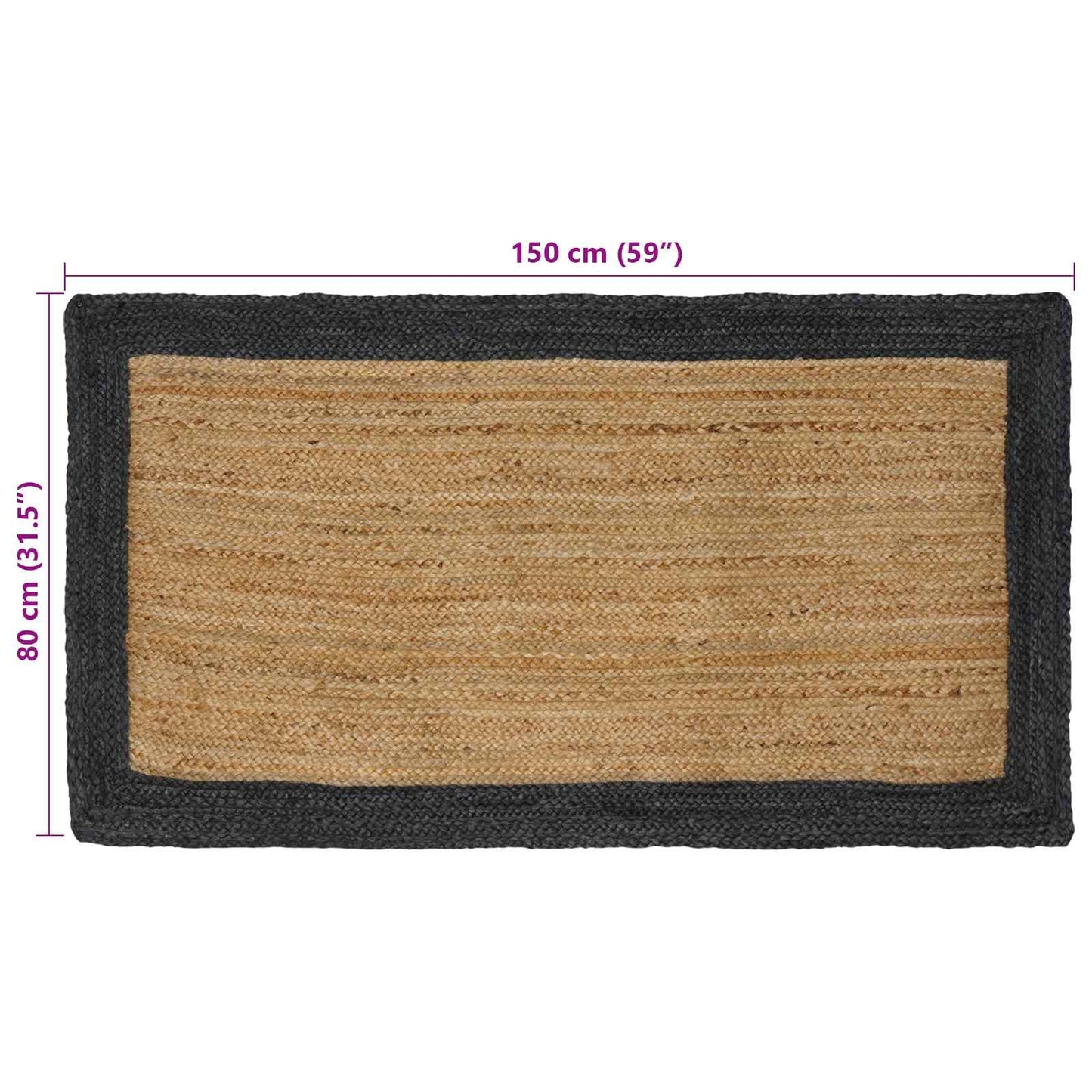 Area Rug Dark Grey 80 x 150 cm Jute