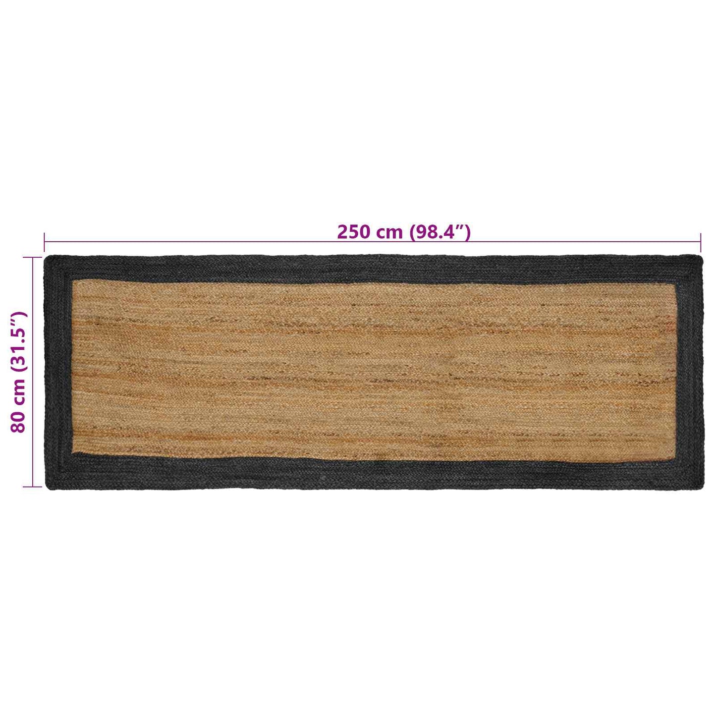 Area Rug Dark Grey 80 x 250 cm Jute
