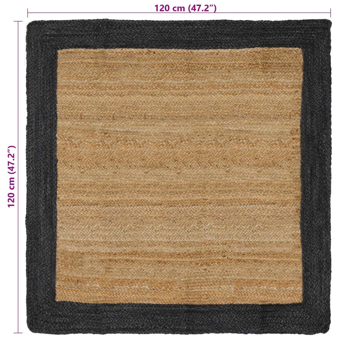 Area Rug Dark Grey 120 x 120 cm Jute