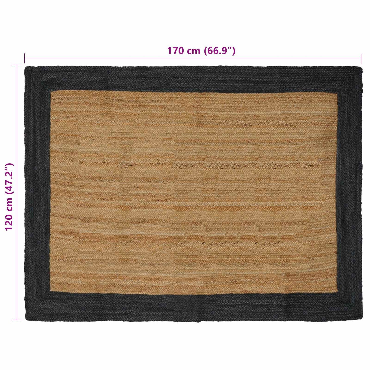 Area Rug Dark Grey 120 x 170 cm Jute
