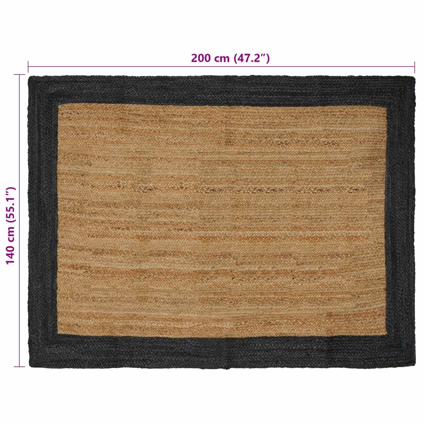 Area Rug Dark Grey 140 x 200 cm Jute